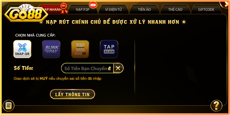 Nạp Tiền Go88 Hướng Dẫn Giao Dịch Nhanh A - Z Cho Anh Em 1 Các ưu điểm vượt trội khi thành viên giao dịch nạp tiền Go88